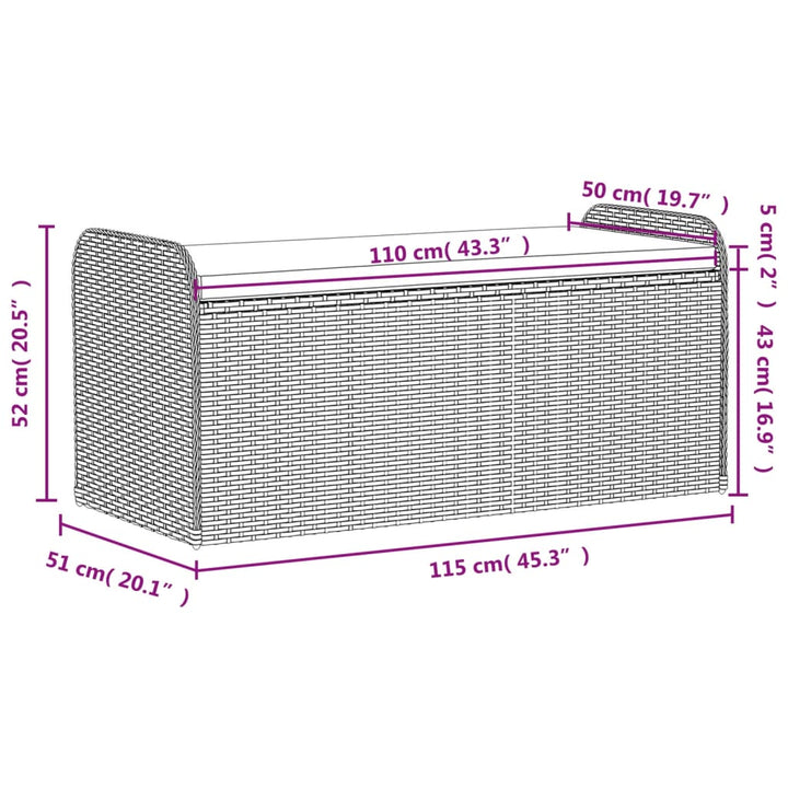 Sitzbank Mit Stauraum & Kissen Poly Rattan