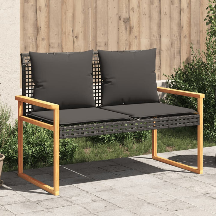 Gartenbank Mit Kissen Beige Poly Rattan Akazienholz