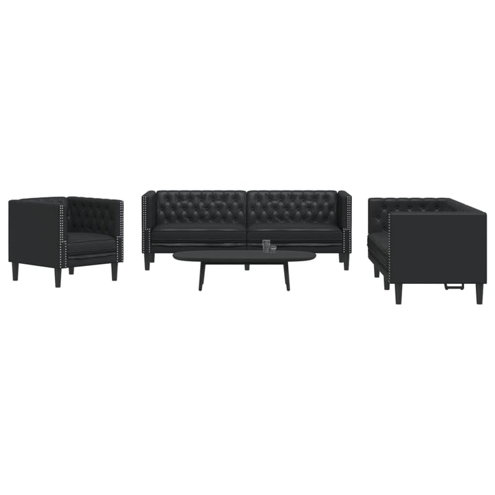 2-Tlg. Chesterfield-Sofa-Set Kunstleder Wildleder-Optik