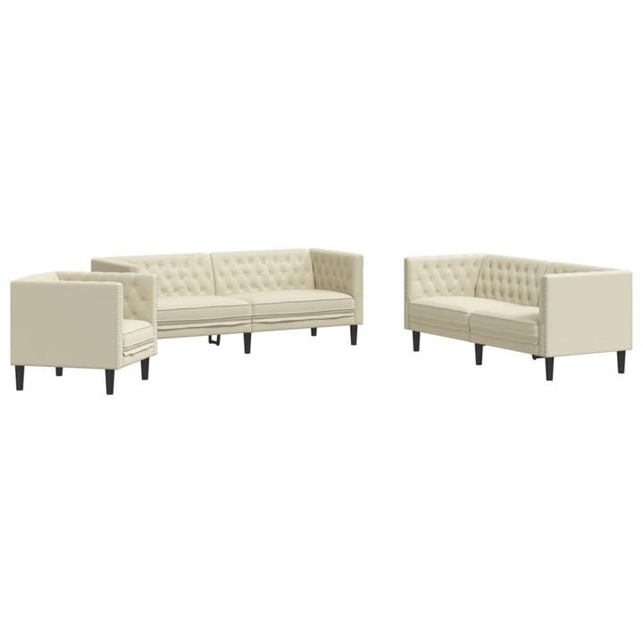 3-Tlg. Chesterfield-Sofa-Set Kunstleder