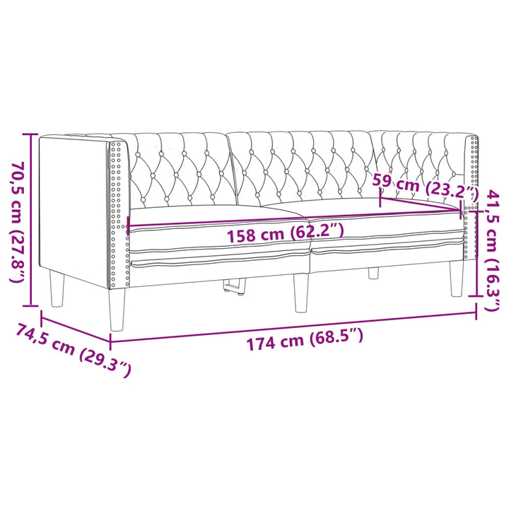 3-Tlg. Chesterfield-Sofa-Set Kunstleder