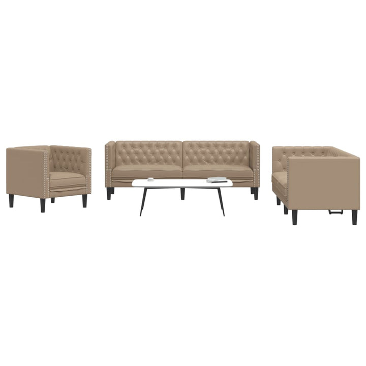 2-Tlg. Chesterfield-Sofa-Set Kunstleder Wildleder-Optik