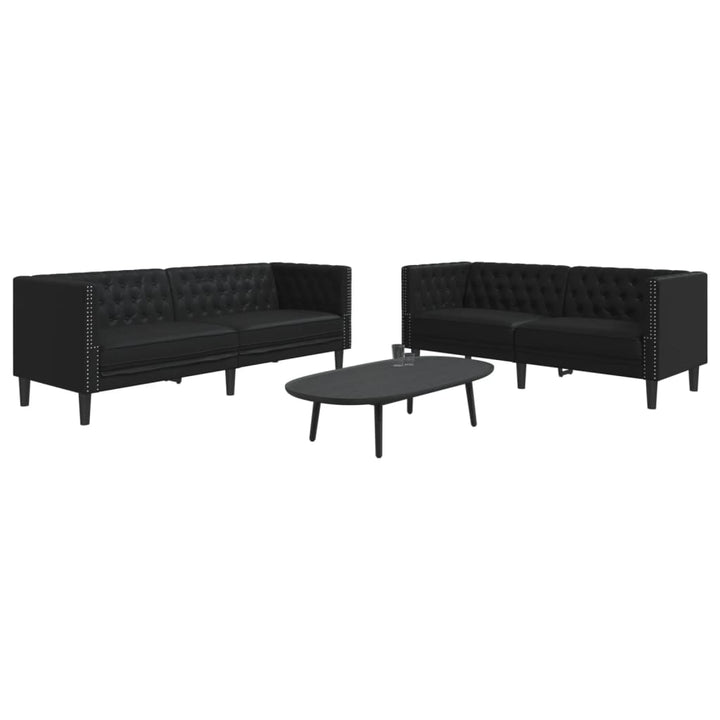 3-Tlg. Chesterfield-Sofa-Set Kunstleder