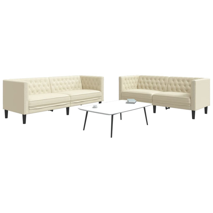 2-Tlg. Chesterfield-Sofa-Set Kunstleder Wildleder-Optik