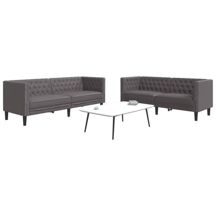 2-Tlg. Chesterfield-Sofa-Set Kunstleder Wildleder-Optik