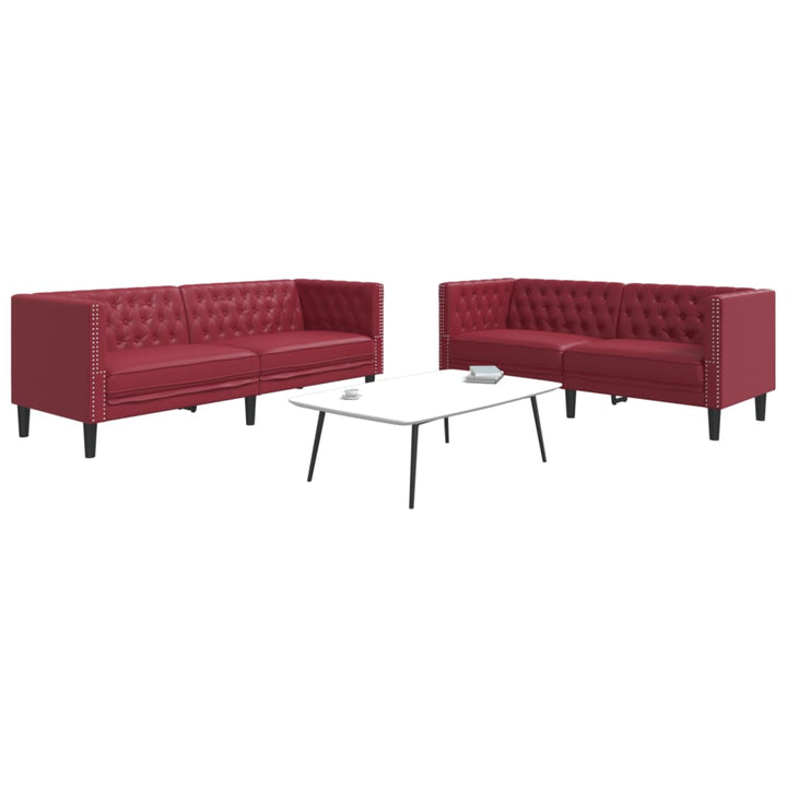 3-Tlg. Chesterfield-Sofa-Set Kunstleder