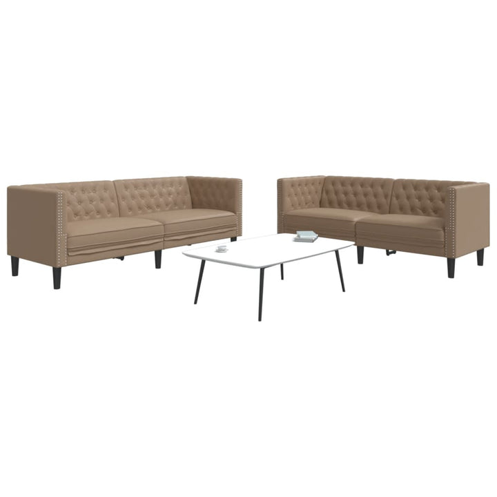 2-Tlg. Chesterfield-Sofa-Set Kunstleder Wildleder-Optik