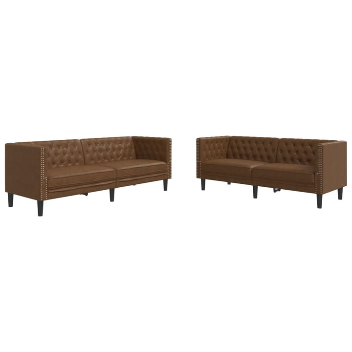 2-Tlg. Chesterfield-Sofa-Set Kunstleder Wildleder-Optik