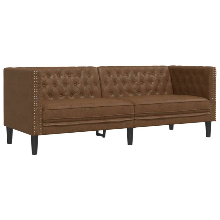 2-Tlg. Chesterfield-Sofa-Set Kunstleder Wildleder-Optik