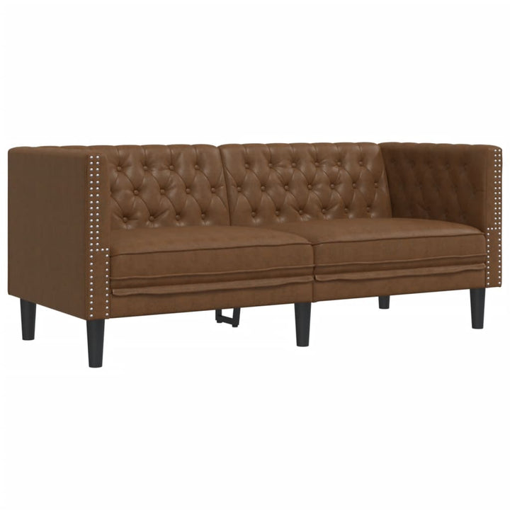 2-Tlg. Chesterfield-Sofa-Set Kunstleder Wildleder-Optik