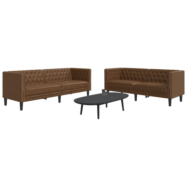 3-Tlg. Chesterfield-Sofa-Set Kunstleder