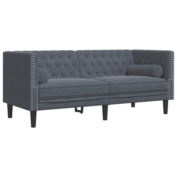 2-Tlg. Chesterfield-Sofa-Set Mit Nackenrollen Samt