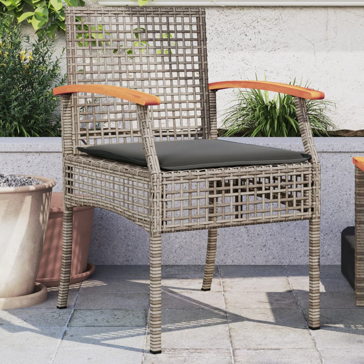 Gartenstühle Mit Kissen 2 Stk. Beige Poly Rattan Akazienholz