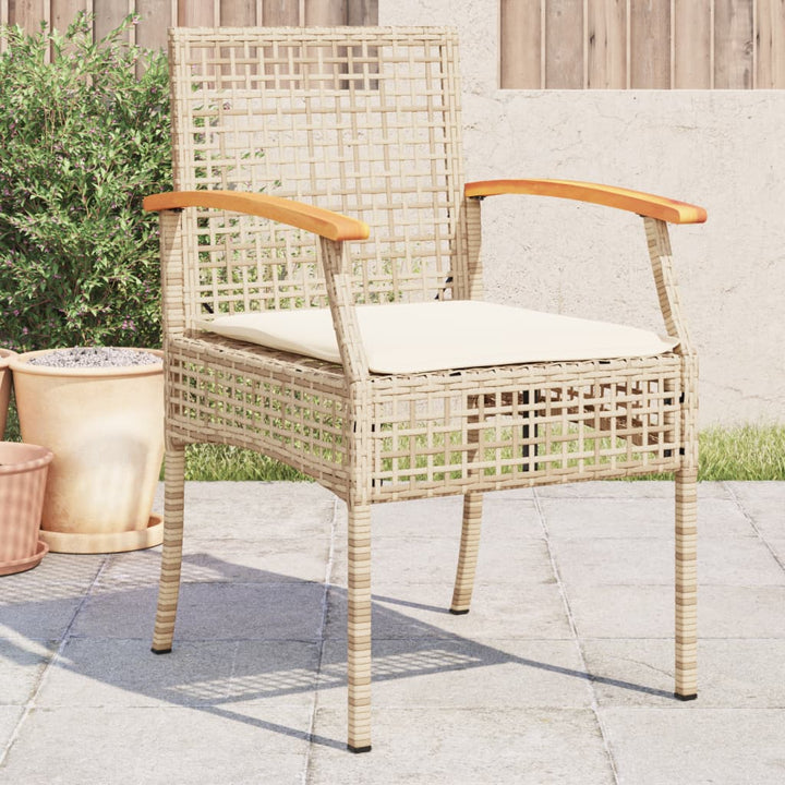 Gartenstühle Mit Kissen 2 Stk. Beige Poly Rattan Akazienholz