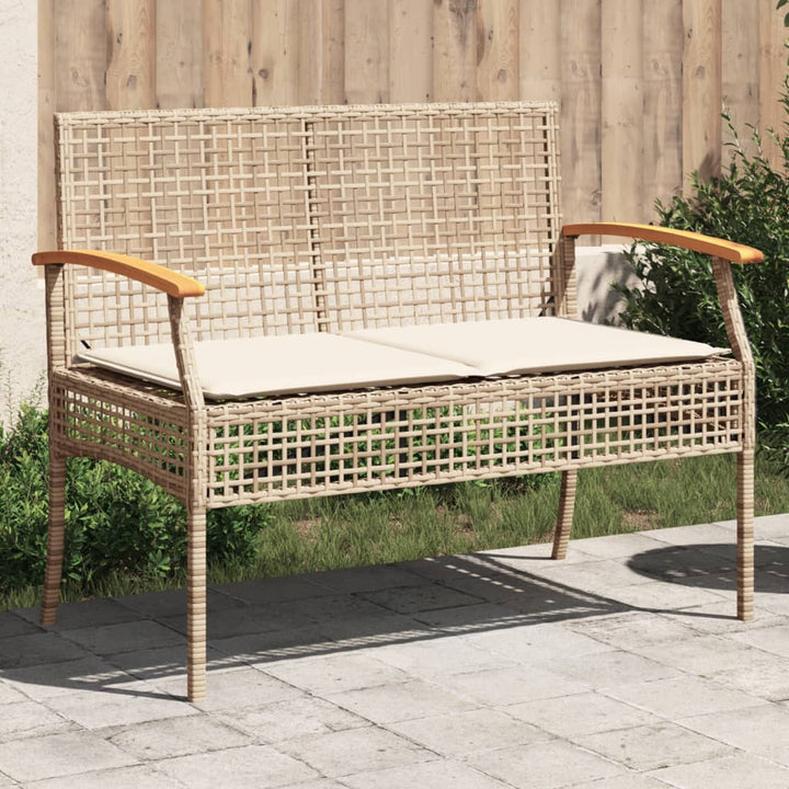 Gartenbank Mit Kissen Poly Rattan Akazienholz