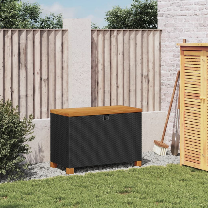 Garten-Auflagenbox Poly Rattan Akazienholz