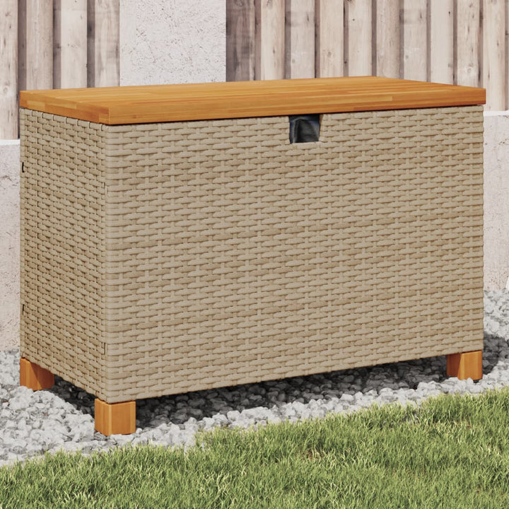 Garten-Auflagenbox Poly Rattan Akazienholz