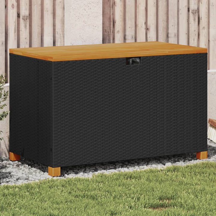 Garten-Auflagenbox Poly Rattan Akazienholz