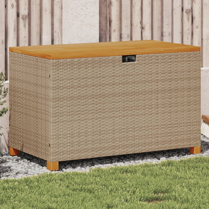 Garten-Auflagenbox Poly Rattan Akazienholz