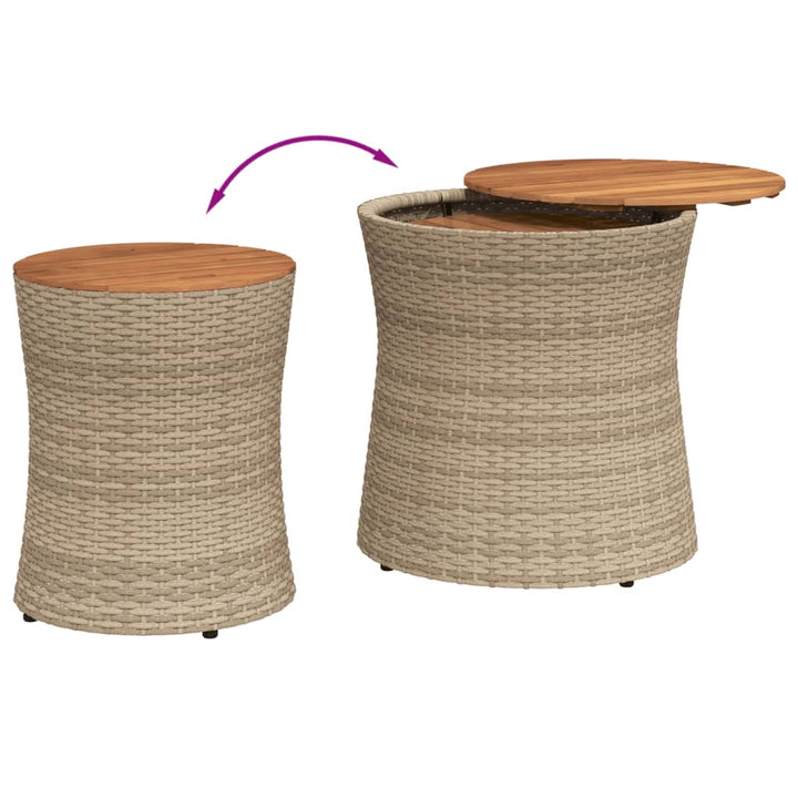 Garten-Beistelltische 2 Stk. Mit Holzplatte Poly Rattan