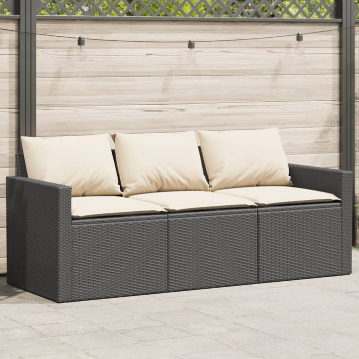 Gartensofa Mit Kissen 3-Sitzer Hellgrau Poly Rattan