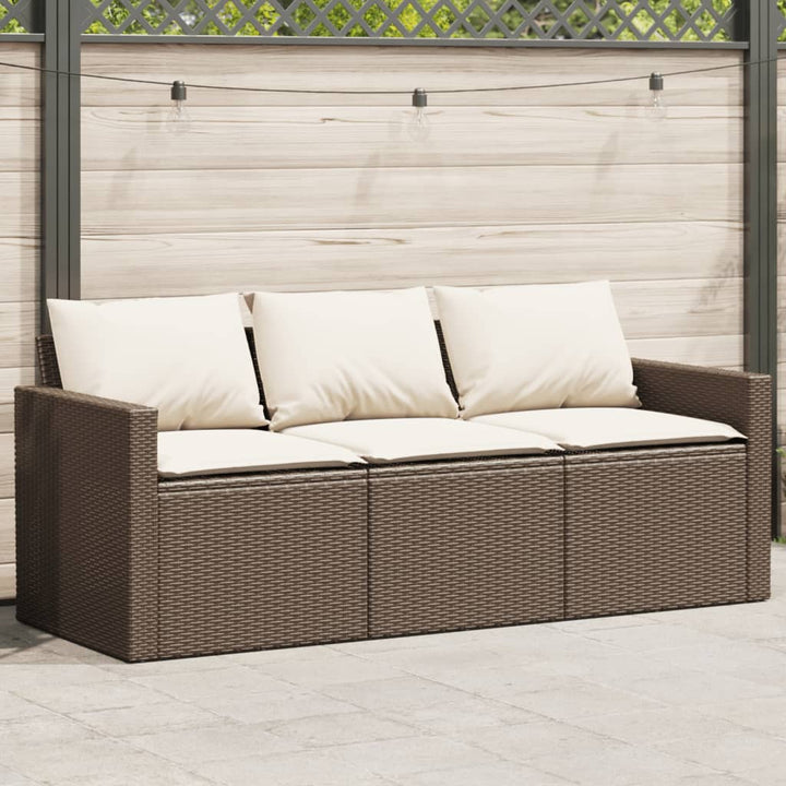 Gartensofa Mit Kissen 3-Sitzer Hellgrau Poly Rattan