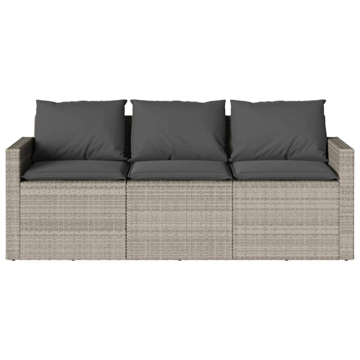 Gartensofa Mit Kissen 3-Sitzer Hellgrau Poly Rattan