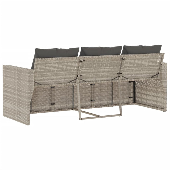 Gartensofa Mit Kissen 3-Sitzer Hellgrau Poly Rattan