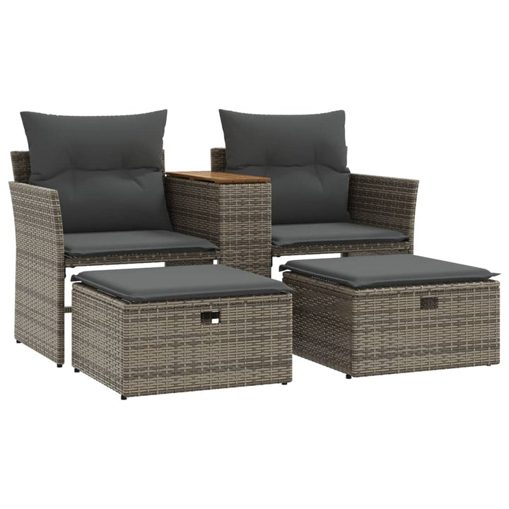 Gartensofa 2-Sitzer Mit Hockern Poly Rattan