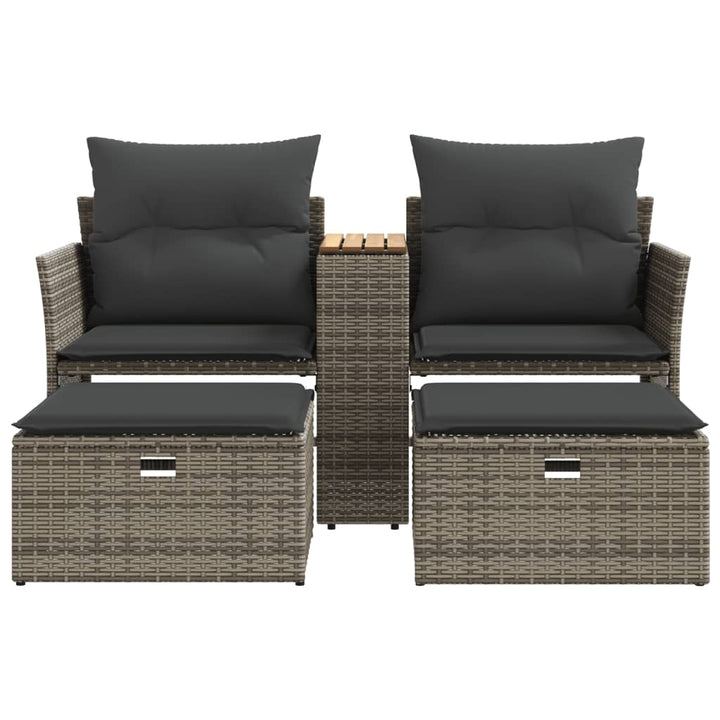 Gartensofa 2-Sitzer Mit Hockern Poly Rattan