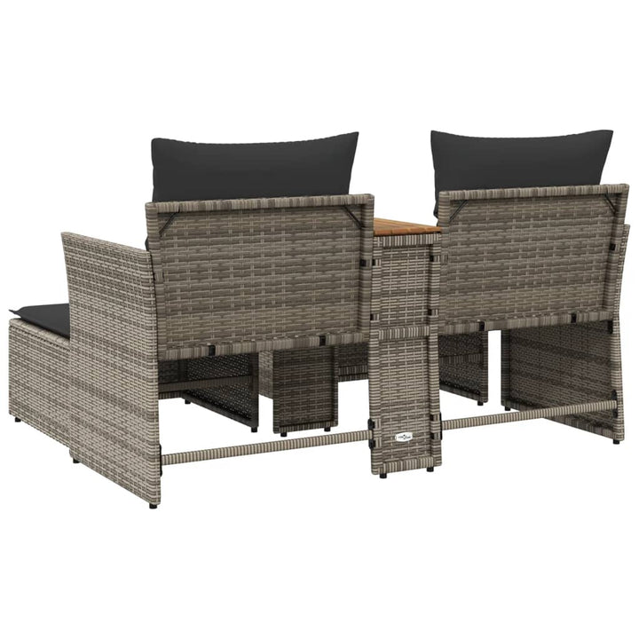 Gartensofa 2-Sitzer Mit Hockern Poly Rattan