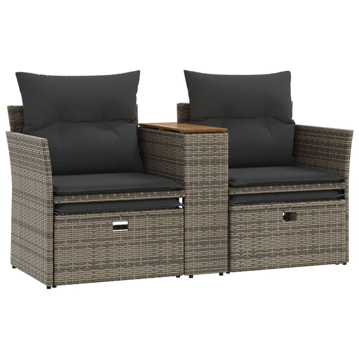 Gartensofa 2-Sitzer Mit Hockern Poly Rattan