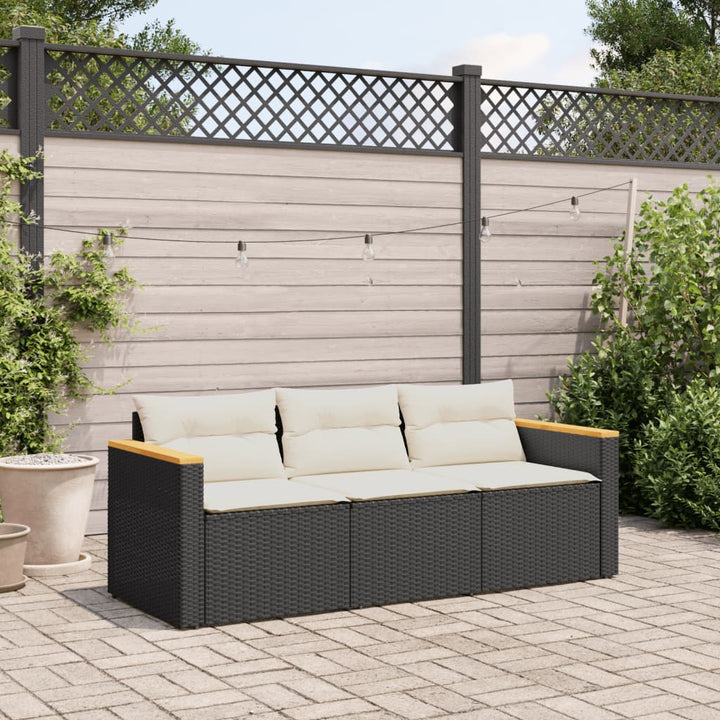 Gartensofa Mit Kissen 3-Sitzer Poly Rattan