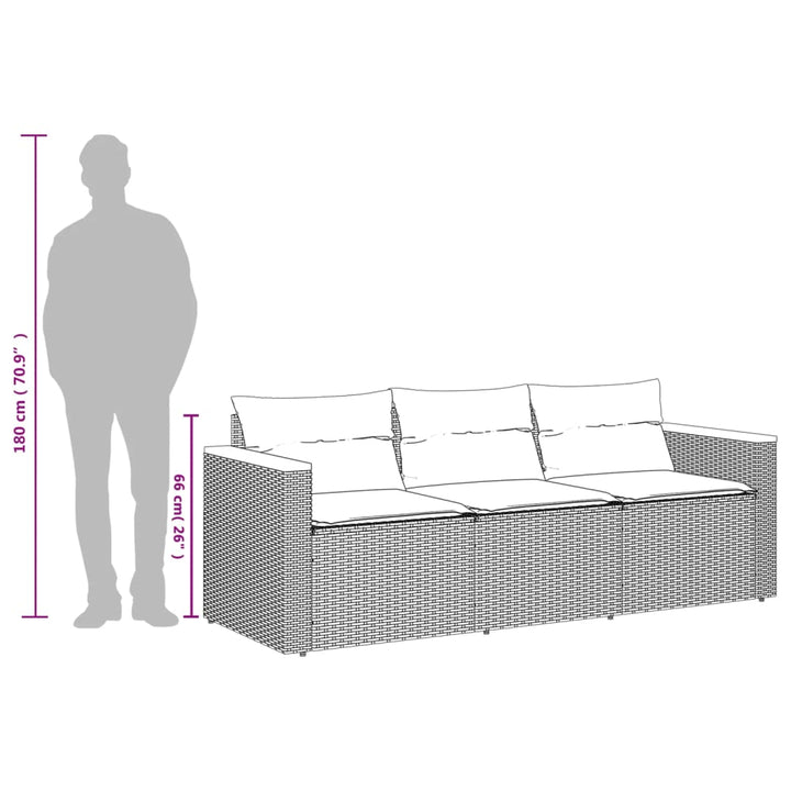 Gartensofa Mit Kissen 3-Sitzer Poly Rattan