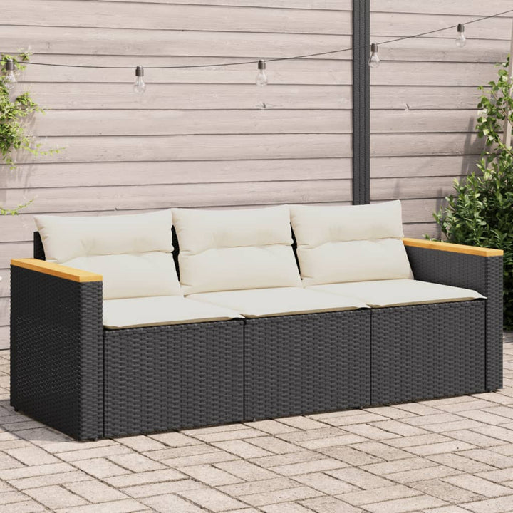 Gartensofa Mit Kissen 3-Sitzer Poly Rattan