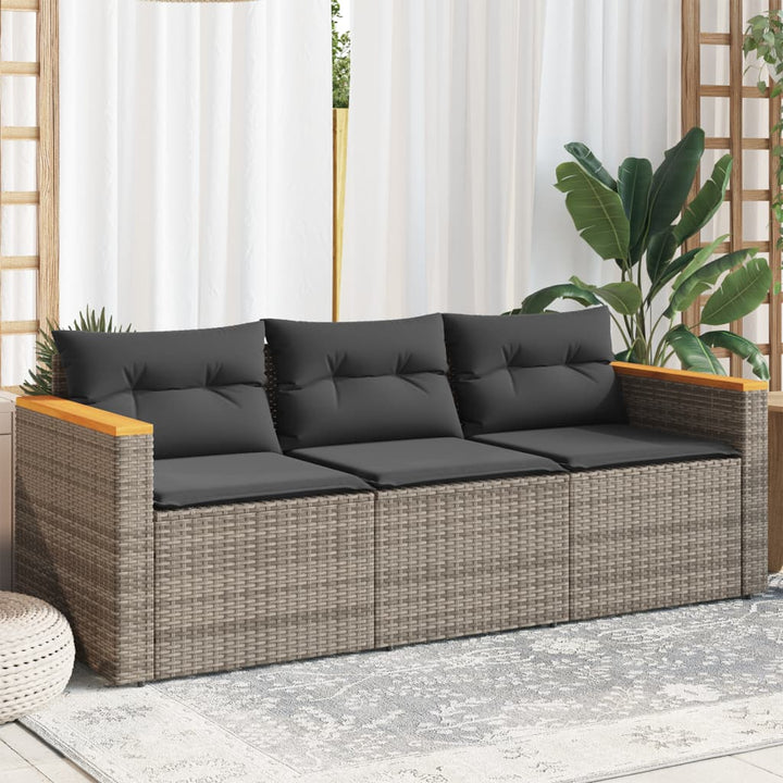 Gartensofa Mit Kissen 3-Sitzer Poly Rattan