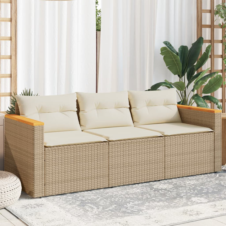 Gartensofa Mit Kissen 3-Sitzer Poly Rattan