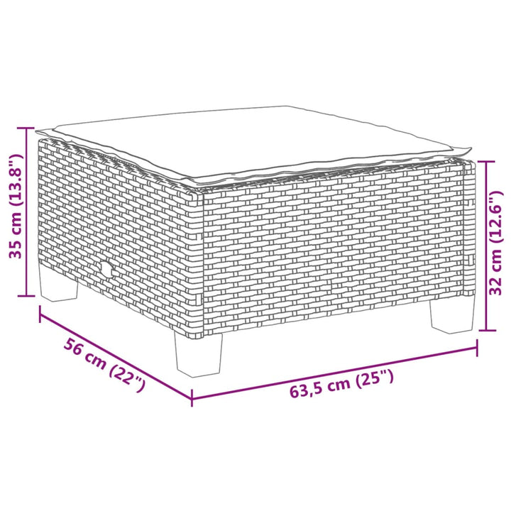 Gartenhocker Mit Kissen 63,5X56X32 Cm Poly Rattan