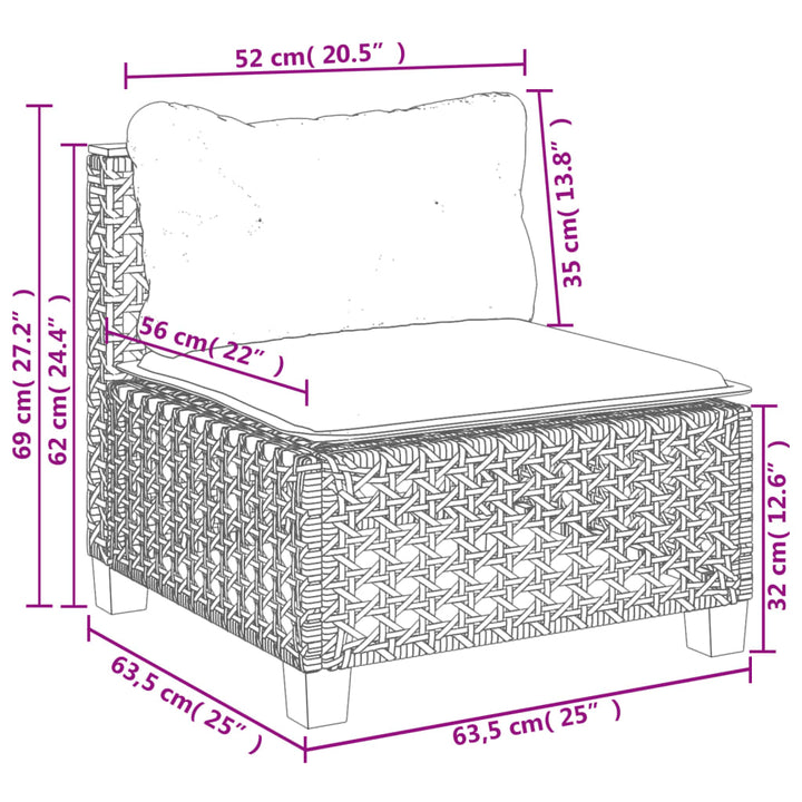 Gartensofa Ohne Armlehnen Mit Kissen Poly Rattan