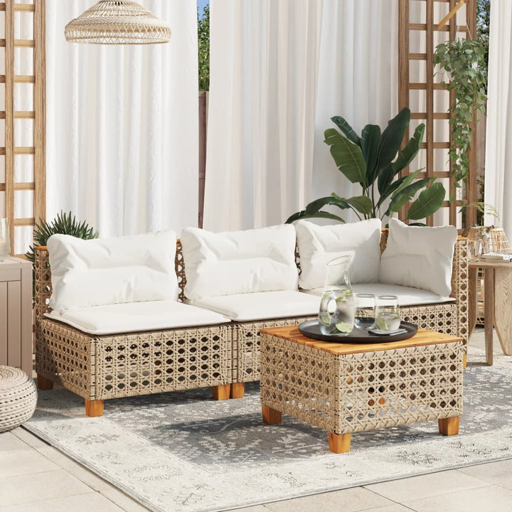 Gartensofa Ohne Armlehnen Mit Kissen Poly Rattan