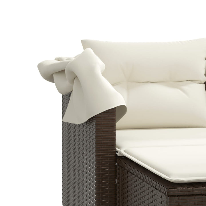 Gartensofa 2-Sitzer Mit Dach Und Hockern Poly Rattan