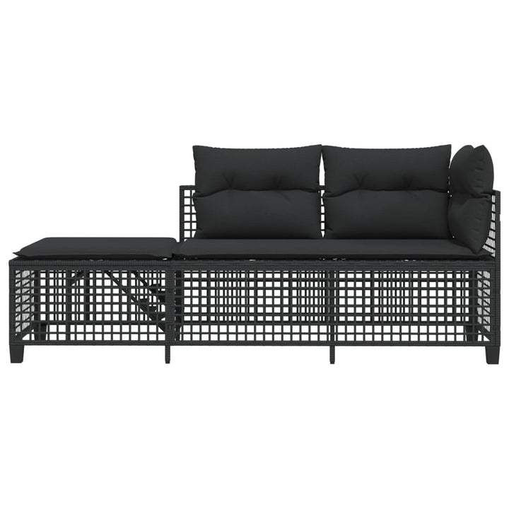 3-Tlg. Garten-Ecksofa-Set Mit Kissen Poly Rattan