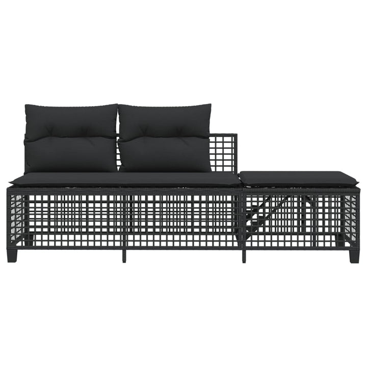 3-Tlg. Garten-Ecksofa-Set Mit Kissen Poly Rattan