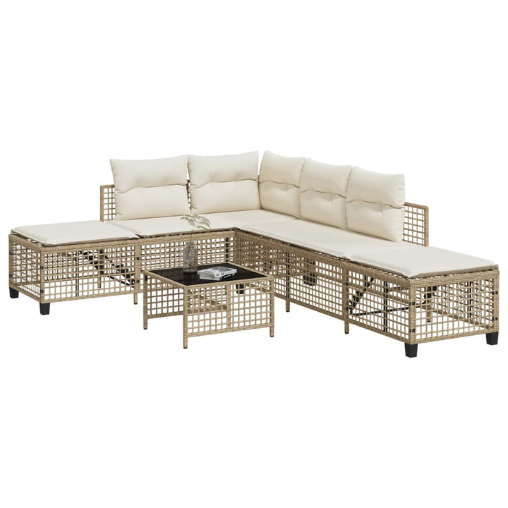 3-Tlg. Garten-Ecksofa-Set Mit Kissen Poly Rattan