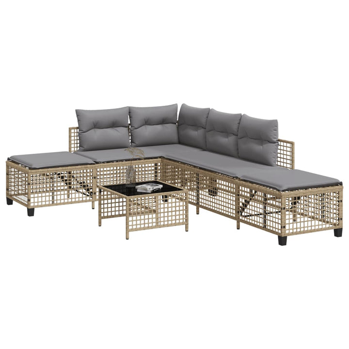 3-Tlg. Garten-Ecksofa-Set Mit Kissen Poly Rattan