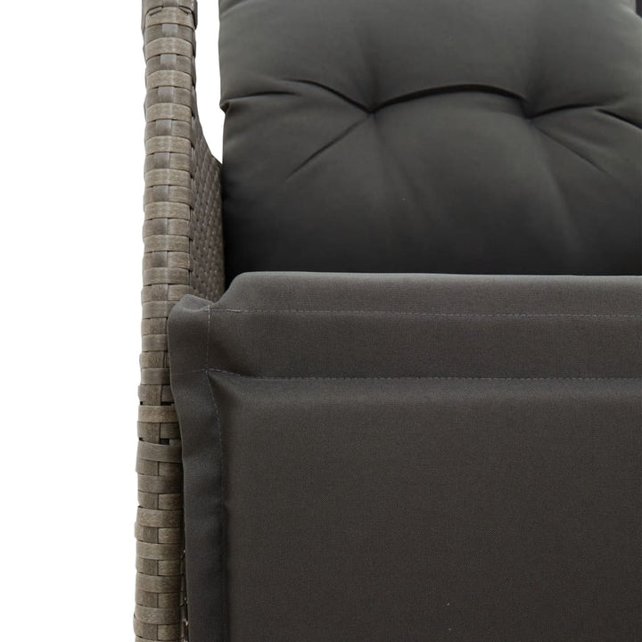 Gartensofa 2-Sitzer Verstellbar Mit Tisch Poly Rattan Grau