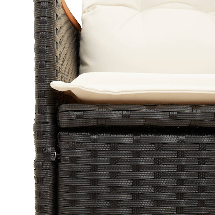 Gartensofa 2-Sitzer Verstellbar Mit Tisch Poly Rattan Schwarz