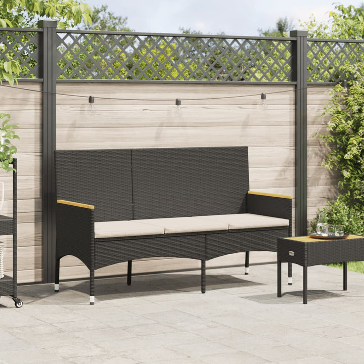 Gartenbank 3-Sitzer Mit Kissen Poly Rattan