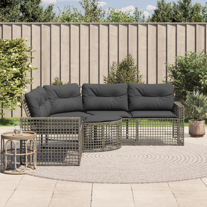 Gartensofa In L-Form Mit Kissen Und Fußbank Schwarz Poly Rattan