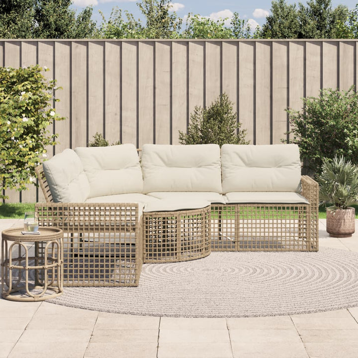 Gartensofa In L-Form Mit Kissen Und Fußbank Schwarz Poly Rattan